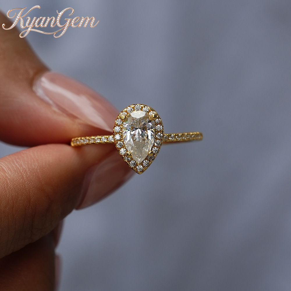 Moissanite Engagement Ring 1 Carat - KyanGem Real 18K Gold Moissanite Ring