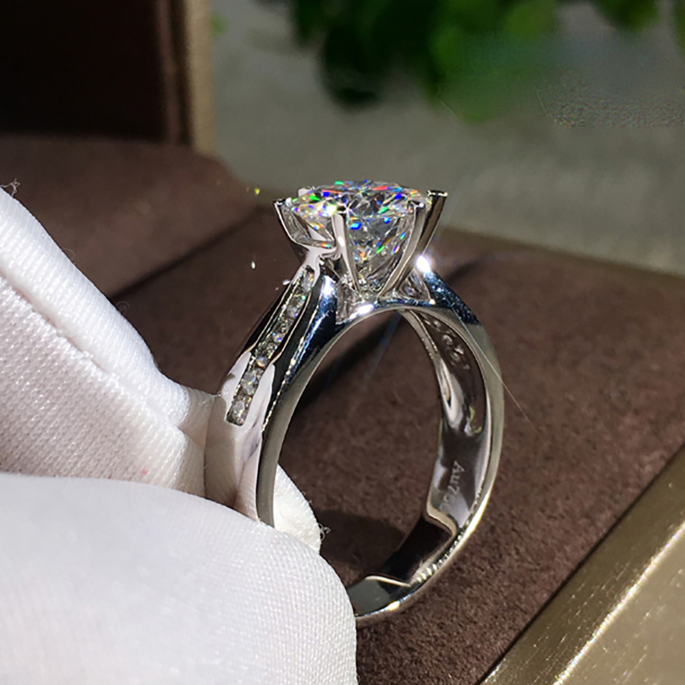 Moissanite Engagement Ring 1 Carat - Custom Solid 14K Au585 White Gold