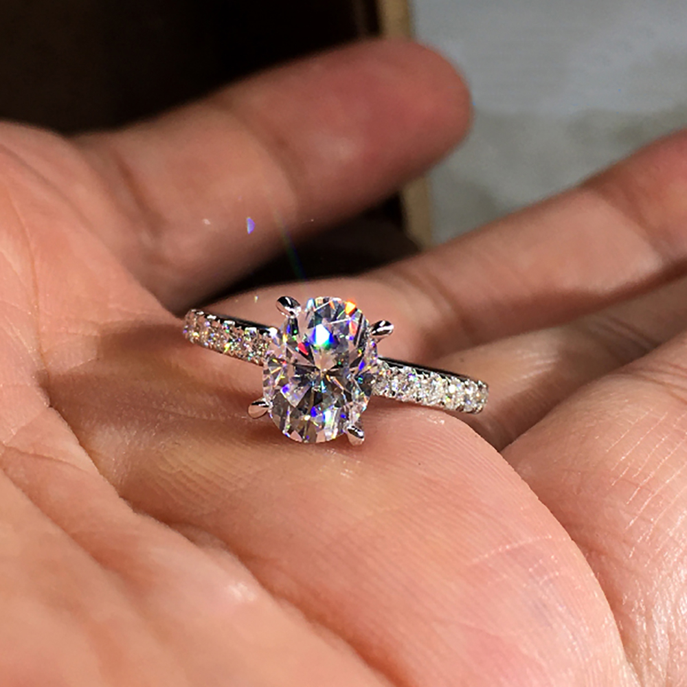 Custom Solid 10K White Gold Wo - огляд і ціна Moissanite Engagement Ring 1 Carat