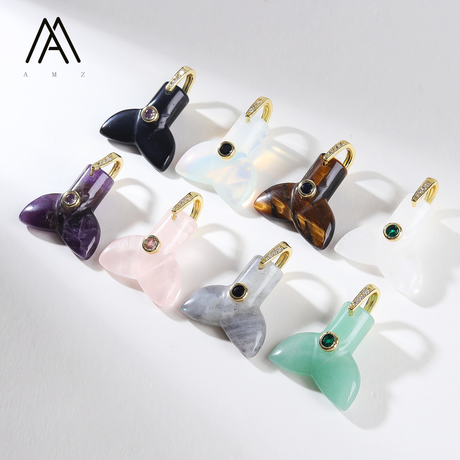 1/3/5/10pcs Fish Tail Natural  - огляд і ціна Crystal Pendant Necklace Natural Stone