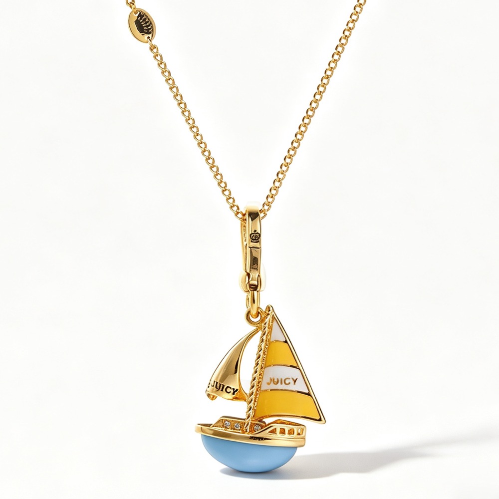 Elegant Enamel Glaze Blue Sail - огляд і ціна Initial Letter Necklace 18K Gold