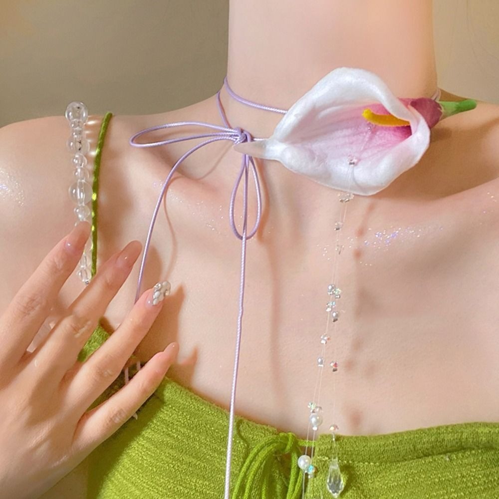 Fashion Exaggerated Calla Lily - огляд і ціна Pearl Choker Necklace Vintage