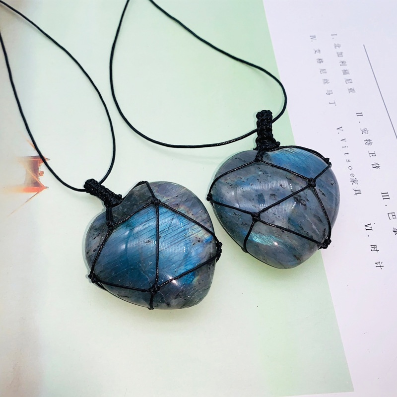 Natural Hand-woven Labradorite - огляд і ціна Crystal Pendant Necklace Natural Stone
