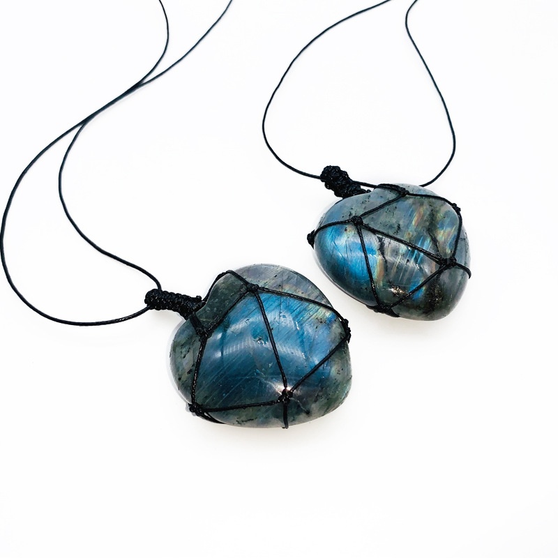 Natural Hand-woven Labradorite - огляд і ціна Crystal Pendant Necklace Natural Stone