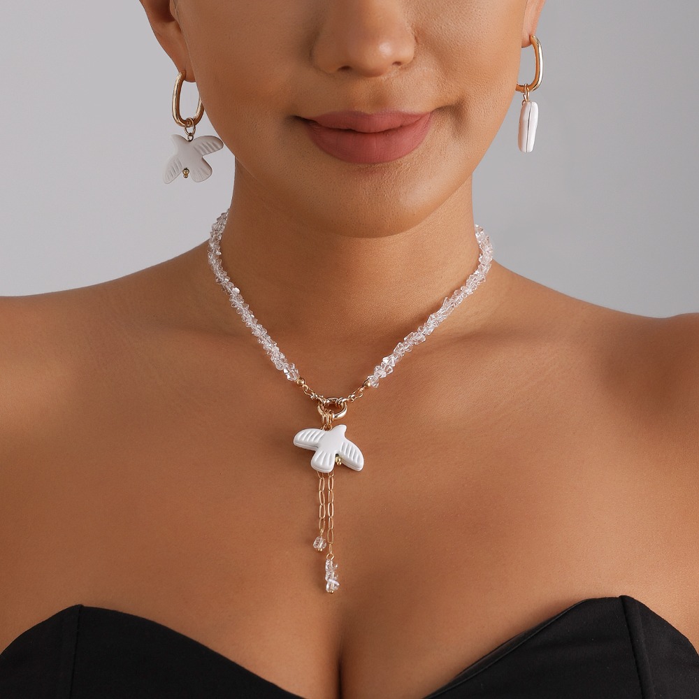 White Dove Pearl Choker Neckla - огляд і ціна Layered Pendant Necklace Aesthetic